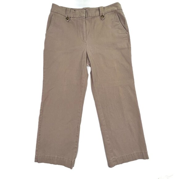 Talbots Wide Leg Khaki Pants Button Details Back Pockets Size 14P - Picture 1 of 7